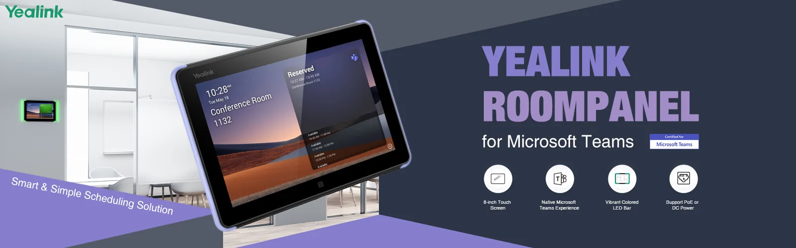Painel de controle de sala Yealink RoomPanel