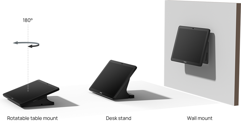 Opções de instalação do Yealink CTP25 sobre a mesa e na parede