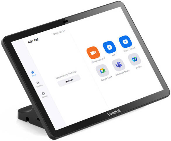 Console Yealink CTP25 exibindo opções de plataformas de reunião