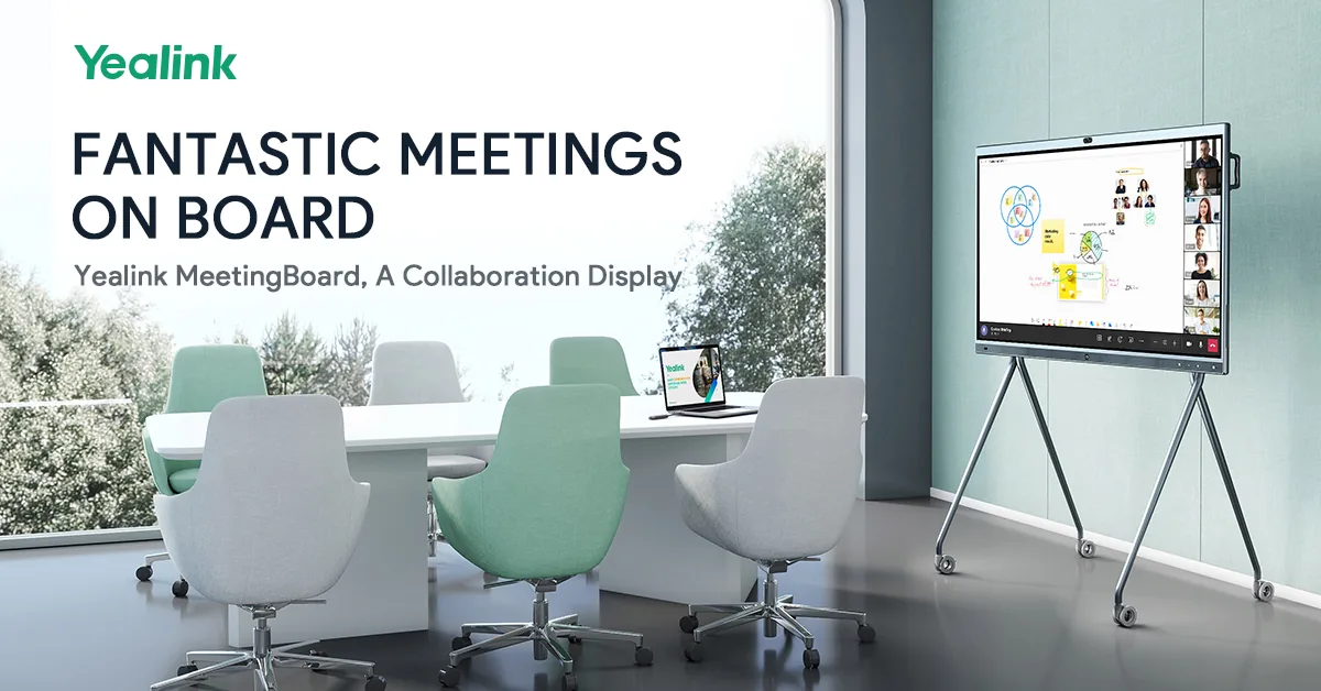 Tela interativa Yealink MeetingBoard Pro em reunião